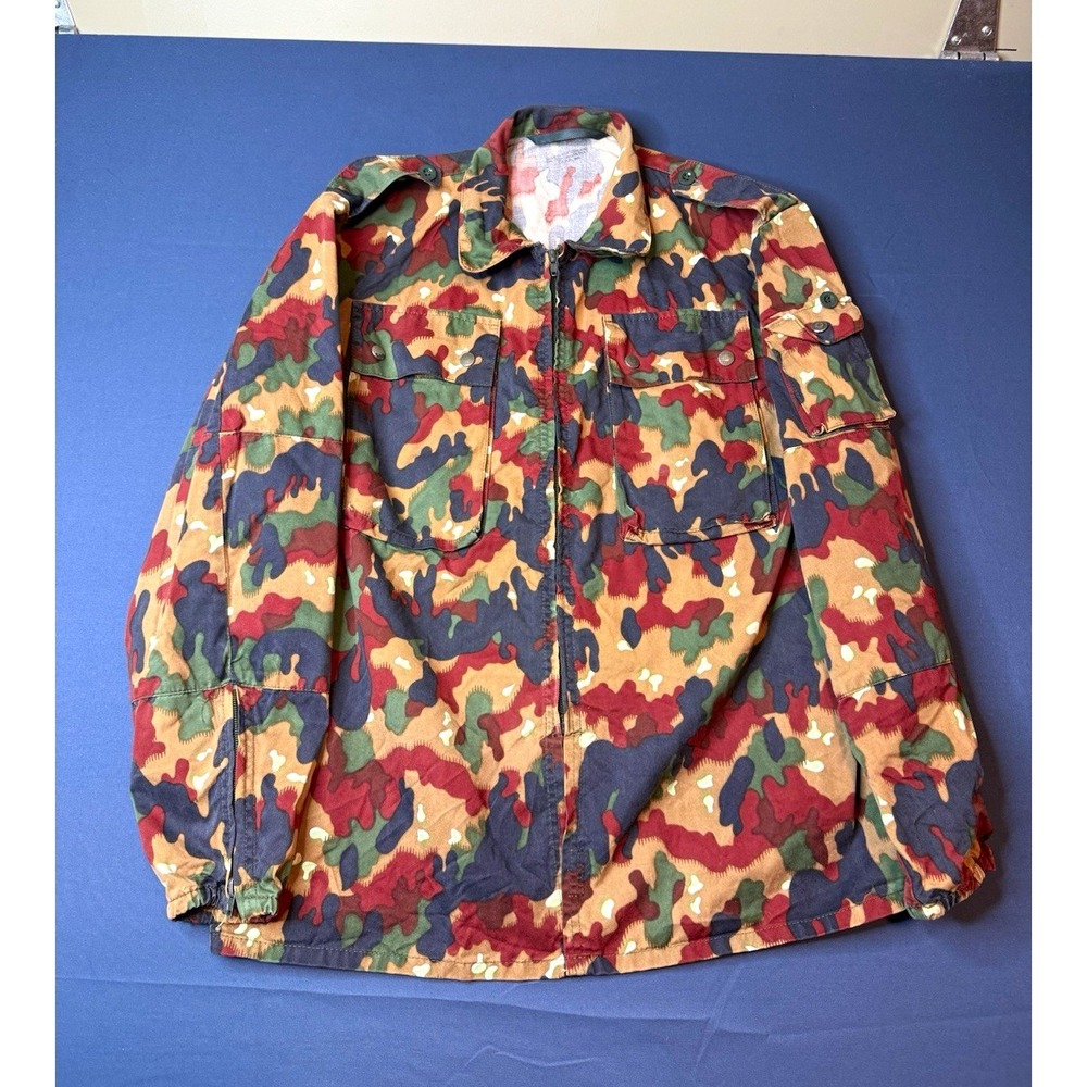 Swiss Military Surplus Alpenflage Camouflage Field Jacket BDU Top Zip Front L